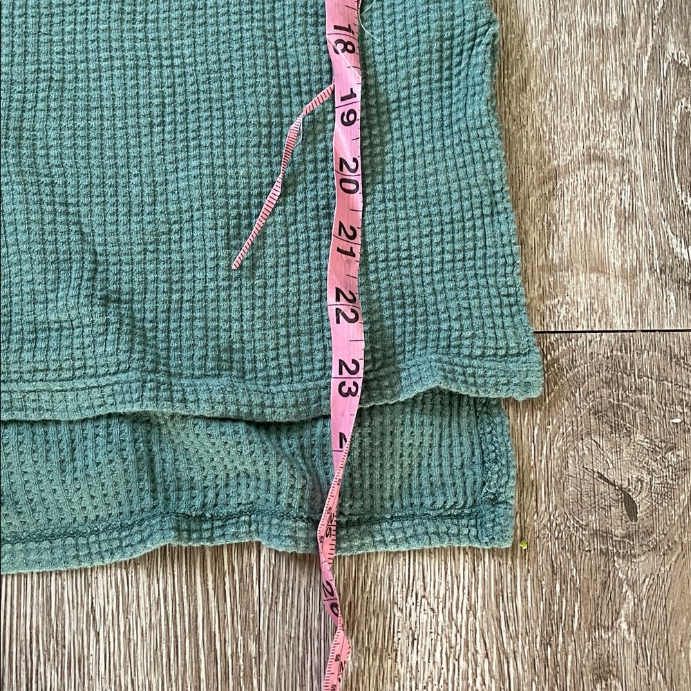 Aerie Teal Long Sleeve Henley oversized waffle knit casual top medium - Picture 4 of 5